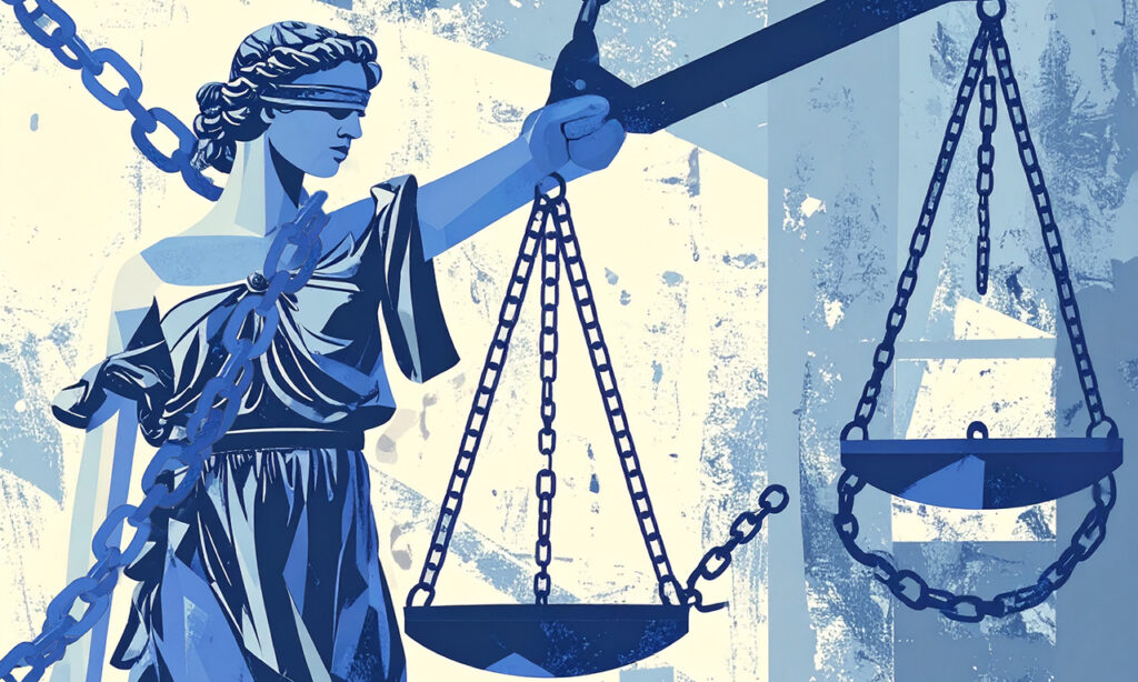 justicia maniatada con cadenas