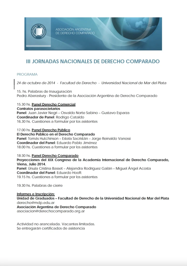 III Jornadas Nacionales de Derecho Comparado AADC